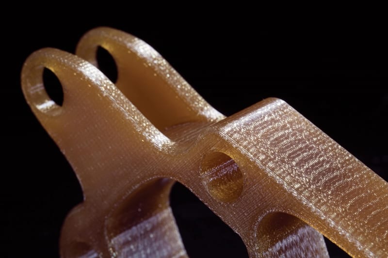 Close up of FDM 3D printed part using Antero filament